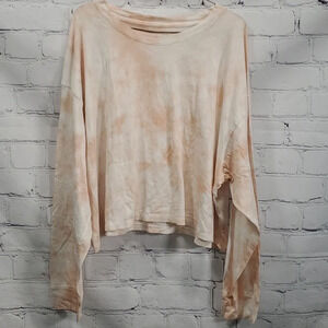 American Eagle Sweater Cropped Pullover Dolman Long Sleeves Ombre Dip Tie Die 2x